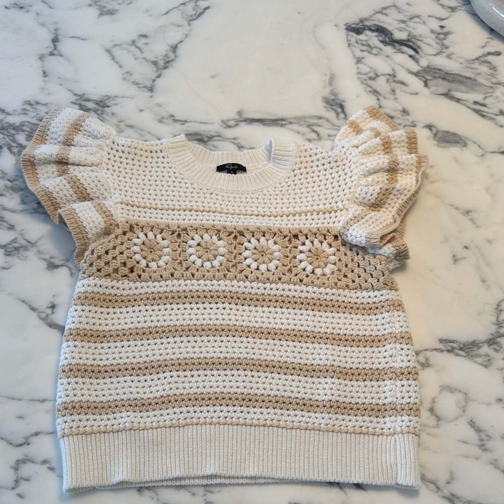 Rails Beige and White Kids Knitted Sweater